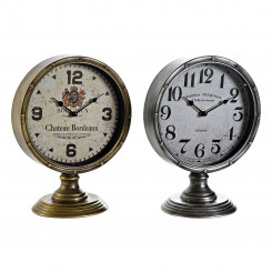 Table clock DKD Home Decor 20,5 x 13,5 x 28 cm Crystal Silver Golden Metal Vintage (2 Units)