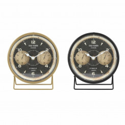 Table clock DKD Home Decor 12 x 5 x 14 cm Black Golden Iron PVC Vintage (2 Units)