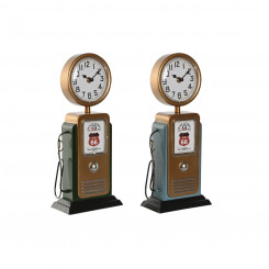 Table clock Home ESPRIT Green Orange Metal polypropylene Vintage 14 x 7,3 x 35 cm (2 Units)