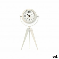 Table clock Tripod White Metal 12 x 30 x 12 cm (4 Units)