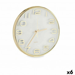 Настенное часы Квадратный Круглый Позолоченный Cтекло Пластик 33 x 33 x 5,5 cm (6 штук)