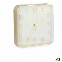 Настенное часы Квадратный Позолоченный Cтекло Пластик 19 x 19 x 3,5 cm (12 штук)