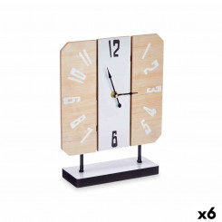 Table clock White Metal MDF Wood 22 x 28 x 7 cm (6 Units)