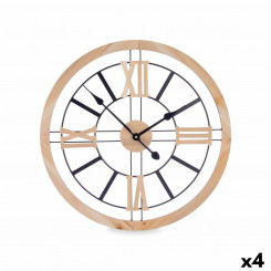 Настенное часы Чёрный Металл Деревянный MDF 60 x 60 x 4,5 cm (4 штук)