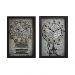 Настенное часы Home ESPRIT Жёлтый Белый Чёрный Серый Металл Стеклянный Vintage 27,5 x 6,5 x 40,5 cm (2 штук)