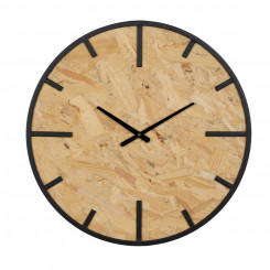Wall clock Black Natural PVC Iron Wood MDF 60 x 4.5 x 60 cm