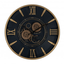 Wall clock Black Gold Crystal Iron 59 x 8.5 x 59 cm (3 Units)