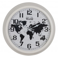 Wall clock World Map White Black Iron 70 x 70 x 6.5 cm