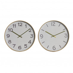 Wall clock Home ESPRIT White Gold PVC 30 x 4 x 30 cm (2 Units)