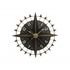 Seinakell Home ESPRIT Must Kuldne Raud Kompass Vintage 80 x 7,5 x 80 cm