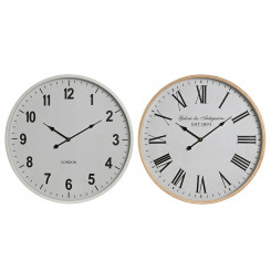 Wall clock Home ESPRIT White Crystal Wood MDF 53 x 6 x 53 cm (2 Units)