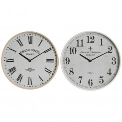 Настенные часы Home ESPRIT White Crystal Wood МДФ 40 x 4,5 x 40 см (2 шт.)