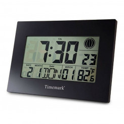 Настенные часы с термометром, отметкой времени, черные (24 х 17 х 2 см)
