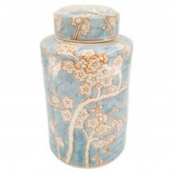 Vase DKD Home Decor Porcelain Blue Orange Oriental (18 x 18 x 30 cm)