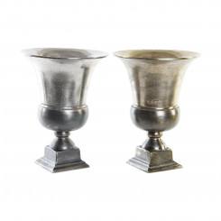 Vase DKD Home Decor 24 x 24 x 31,5 cm Silver Golden Aluminium Modern (2 Units)