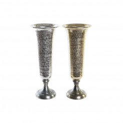 Vase DKD Home Decor 20 x 20 x 51 cm Silver Golden Aluminium Modern (2 Units)