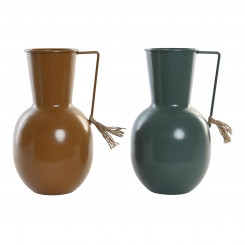 Vase DKD Home Decor Metal Orange Green Mustard (14.5 x 13 x 24 cm) (2 Units)