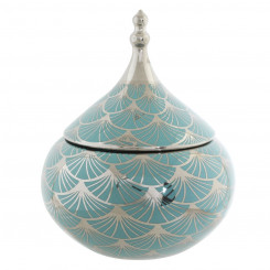 Tibor DKD Home Decor Porcelain Golden Turquoise White 18 x 18 x 22 cm Oriental Chromed