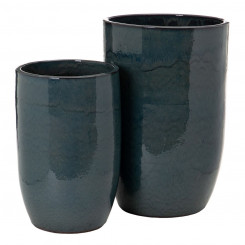 Vase 52 x 52 x 80 cm Ceramic Blue (2 Units)