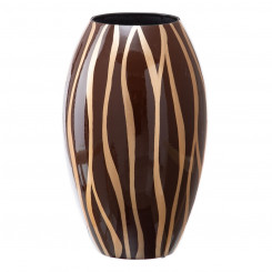 Vaas 21,5 x 21,5 x 36 cm Zebra Ceramic Kuldpruun