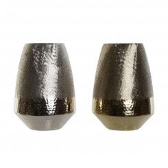 Vase DKD Home Decor Golden Silver Aluminium 22 x 22 x 32 cm (2 Units)