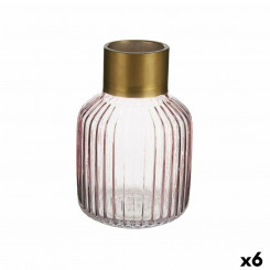 Ваза Stripes Pink Golden Glass 12 x 18 x 12 см (6 шт.)