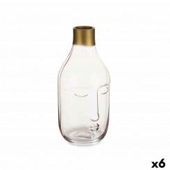 Vase Face Pink Glass 11 x 24,5 x 12 cm (6 Units)