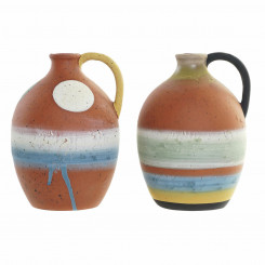 Vase DKD Home Decor 14,5 x 14 x 20 cm Terracotta Multicolour (2 Units)