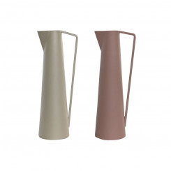 Vase DKD Home Decor 12 x 10 x 35 cm Beige Pink Iron (2 Units)