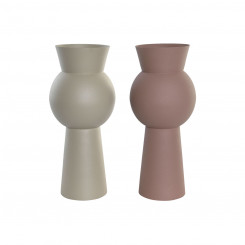 Vase DKD Home Decor 17 x 17 x 40,5 cm Beige Pink Iron (2 Units)