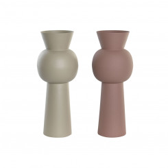 Vase DKD Home Decor 19 x 19 x 51,5 cm Beige Pink Iron (2 Units)