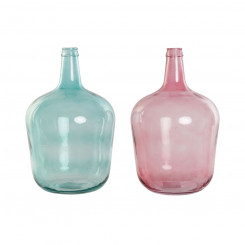 Vase DKD Home Decor Green Pink Tempered Glass 25 x 25 x 40 cm (2 Units)