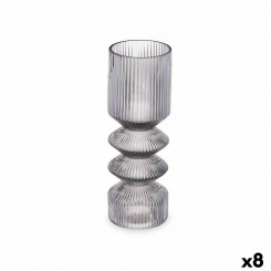 Vase Stripes Grey Crystal 8 x 23 x 8 cm (8 Units)