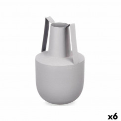Vase With handles Grey Steel 14 x 24 x 14 cm (6 Units)