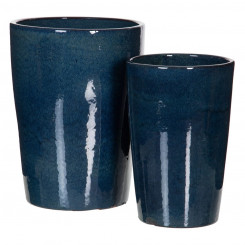 Vase 37 x 37 x 49 cm Ceramic Blue (2 Units)