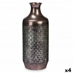 Vase Silver Metal 16 x 42 x 16 cm (4 Units) Embossed