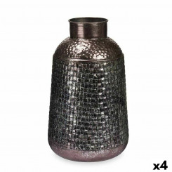 Vase Silver Metal 22.5 x 39.5 x 22.5 cm (4 Units) Embossed