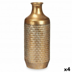 Vase Golden Metal 16 x 42 x 16 cm (4 Units) Embossed