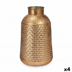 Vase Golden Metal 22.5 x 39.5 x 22.5 cm (4 Units) Embossed