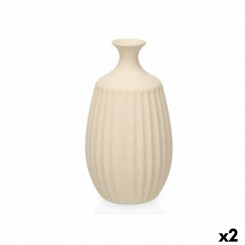Vase Beige Ceramic 21 x 39 x 21 cm (2 Units) Stripes