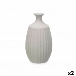 Vase Gray Ceramic 21 x 39 x 21 cm (2 Units) Stripes