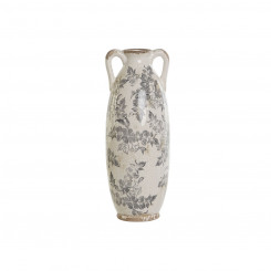 Vase Home ESPRIT White Brown Gray Ceramic Plant leaf 13 x 13 x 35 cm