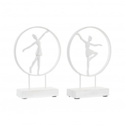 Decorative Figure DKD Home Decor Ballerina Aluminium White Mango wood Modern (23 x 9 x 33 cm) (2 Units)