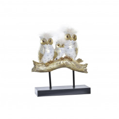 Декоративная фигурка DKD Домашний декор Хобот Совы Черный Золотой Белый Смола Традиционный (24 x 9 x 26 см)
