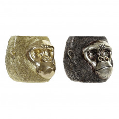 Decorative Figure DKD Home Decor Silver Golden Resin Gorilla (20 x 24,5 x 18,5 cm) (2 Units)