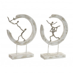 Decorative Figure DKD Home Decor Silver Aluminium White Mango wood Modern (32,5 x 10 x 47 cm) (2 Units)