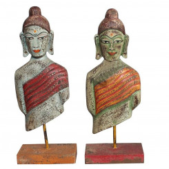 Decorative Figure DKD Home Decor Buddha Iron Mango wood Oriental (18 x 9 x 47 cm) (2 Units)