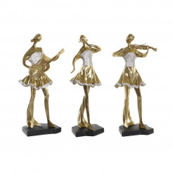 Декоративная фигурка DKD Home Decor Музыкальная балерина из золотой смолы (20 x 12 x 41,5 см) (3 шт.)