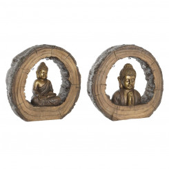 Dekoratiivne figuur DKD Home Decor Vananenud viimistlus Kuldpruun Buddha Oriental Magneesium (40 x 13 x 40 cm) (2 ühikut)