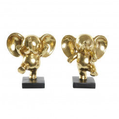 Decorative Figure DKD Home Decor Elephant Black Golden Resin (19 x 14 x 20,5 cm) (2 Units)